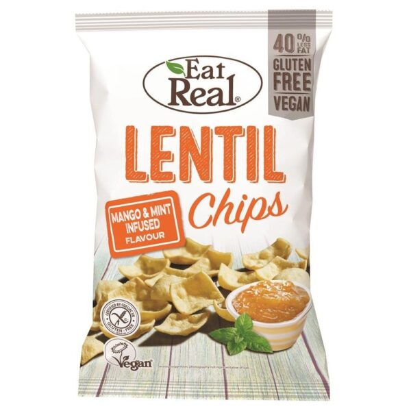 (SMALL BOX) EAT REAL LENTIL CHIPS MINT & MANGO - 40g*18