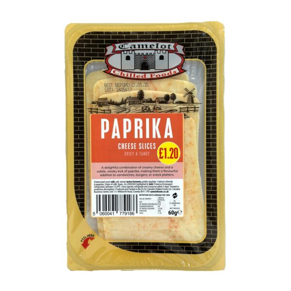CAMELOT PAPRIKA CHEESE SLICED - 60G*10 (FP)