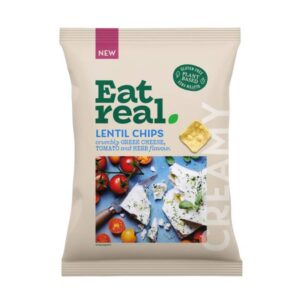 (LARGE BOX) EAT REAL LENTIL CHIPS GREEK CHEESE TOMATO & HERB- 95G*10