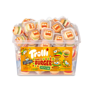 Trolli Tubs - Party Burger Minis Tubs - 60 pieces per box (NSR-CASE)