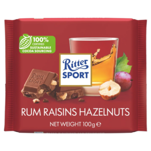 RitterSport Rum Raisins Hazelnuts (5 pieces per case) - (NSR-CASE)~~