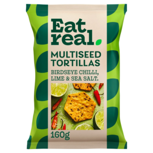 (PROMOTION OFFER-0.34p OFF per piece) Eat Real Multiseed Tortilla Birdseye Chilli Lime Salt Chips 160g*10